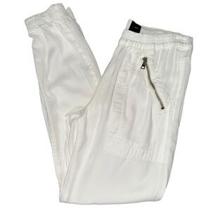 DWP Revolve Women’s S White Brody Zip Hip Pockets Utility Pull On Joggers Pants